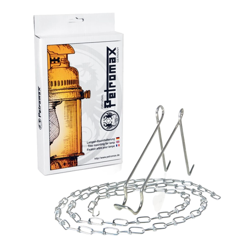 Metal tree lantern hanger with chain and hooks for suspending lamps from trees or posts, suitable for camping, emergency supplies, outdoor lighting, and best seller collections.
