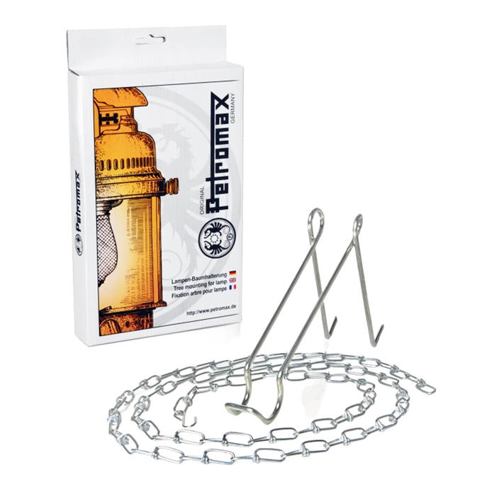 Metal tree lantern hanger with chain and hooks for suspending lamps from trees or posts, suitable for camping, emergency supplies, outdoor lighting, and best seller collections.