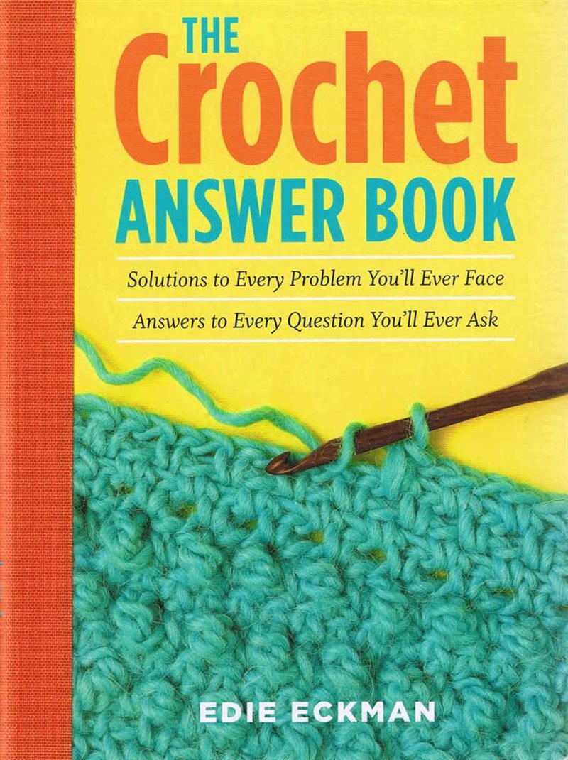 Bright yellow cover of a crocheting guidebook featuring a turquoise yarn work and wooden crochet hook, ideal for Sewing and Quilting, Home & Decor, and Best Sellers collections.