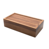 Handcrafted acacia wood tea box with a smooth sliding lid and rich natural grain, designed for organized tea storage in Kitchen & Food and Brewing Coffee and Tea collections.