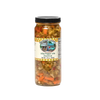 Glass jar of handcrafted mild pepper mix featuring chopped vegetables in a brine, made in USA, ideal for Kitchen & Food, Pantry, and Best Sellers collections at Lehman’s.