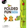 Origami kit for beginners featuring an instruction book, folding paper, and googly eyes with colorful origami animals, ideal for children's arts and crafts and best sellers.