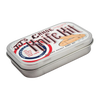 Hinged metal tin with vintage-style label for a handcrafted wooden pocket knife kit, made in USA, ideal for Toys, Books & Games, Children's Toys, and Arts and Crafts collections.