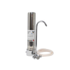 Sleek stainless steel countertop water filter system with curved tap and flexible hose, designed for easy faucet connection, featured in Appliances, Emergency Supplies, Water Heating and Treatment collections.