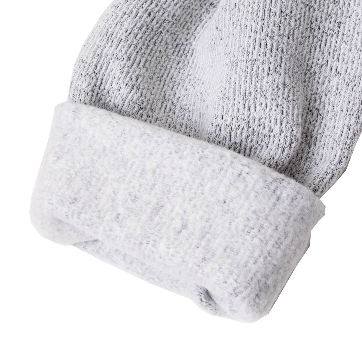 Close-up of a handcrafted soft Nantucket Fleece cuff in light gray, showcasing the cozy textured fabric from Lehman's Tunnel Neck Sweatshirt, part of Health & Wellness, Clothing and Accessories, Best Sellers, and Promo Eligible collections.