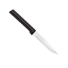 Handcrafted serrated steak knife with high carbon surgical stainless steel blade and solid black handle, ideal for precise meat cutting in Kitchen & Food and USA Made collections.