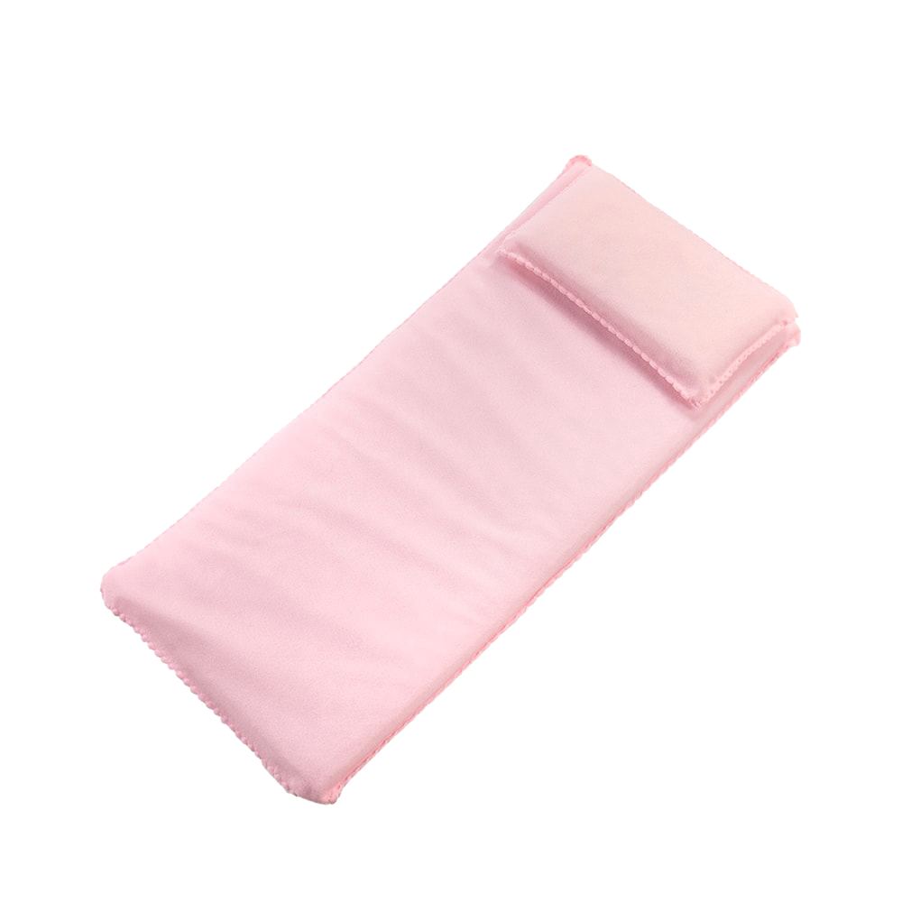 Handcrafted pink miniature bedding set featuring a pillow and mattress, designed for doll furniture, ideal for Amish Made, Children's Toys, Dolls and Doll Accessories, and Toys collections.