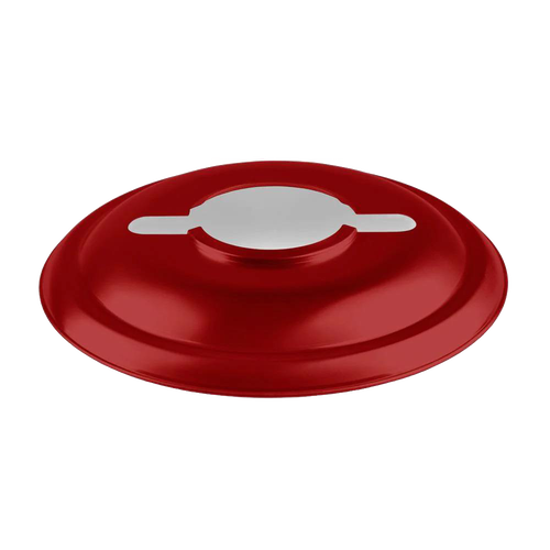 Handcrafted steel reflector shade in vibrant red, designed to direct light downward and reduce glare for oil lanterns, featured in Lamps & Lighting, Emergency Supplies, Oil Lamps, and Best Sellers collections.