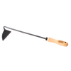 Garden hand hoe with a slender metal shaft and a sharp triangular forged blade, featuring a smooth wooden handle engraved with craftsmanship details, ideal for Farm, Garden & Tool, Garden Accessories, Best Sellers, and Promo Eligible collections.