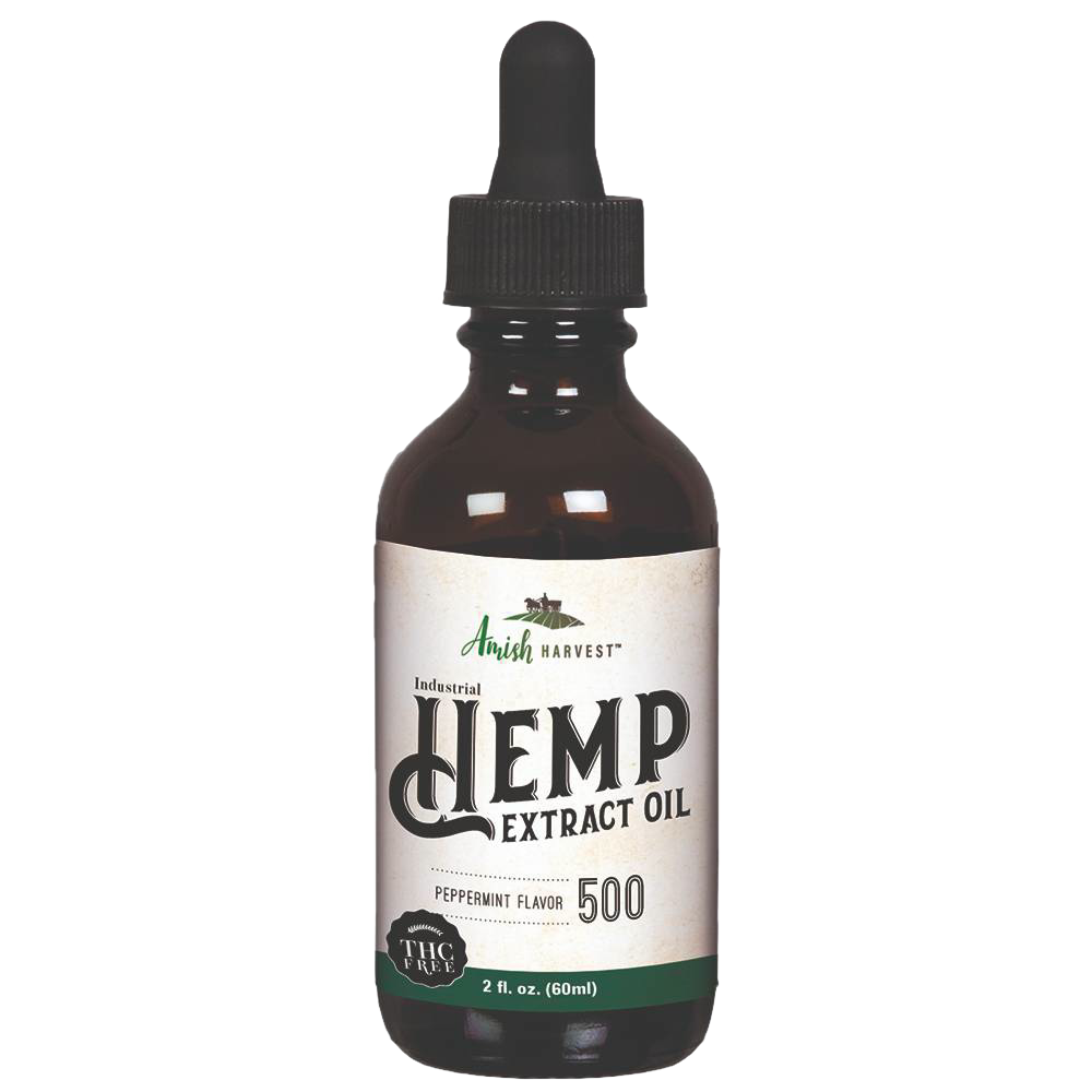Amber glass dropper bottle of handcrafted peppermint-flavored hemp extract oil, THC free, organically grown, made in USA, featured in Health & Wellness, Health Remedies, Best Sellers, and Promo Eligible collections.