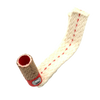 Close-up of a flexible wick with a red fabric seam and a reinforced end, designed for use in gas burners, featured in appliances and refrigerators collections.