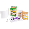 Assorted DIY cheese making kit components including measuring thermometer, pH strip, cheese salt, and citric acid packets, perfect for Kitchen & Food and Specialty Equipment collections.