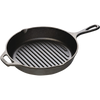 Handcrafted cast iron grill pan with raised ribs and assist handle, pre-seasoned with natural vegetable oil, crafted in USA for Kitchen & Food, Cookware, Cast Iron, and Best Sellers collections.