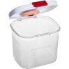 Clear BPA-free plastic container with a white snap-shut lid featuring a terra cotta moisture control disc inside, designed for keeping brown sugar fresh, part of Kitchen & Food and Storage and Serving collections.