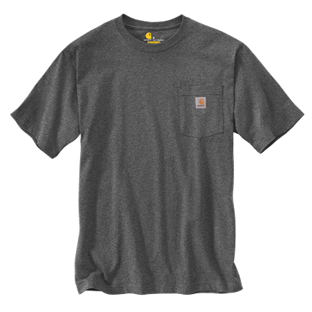 Handcrafted heavyweight cotton short-sleeve pocket t-shirt in dark gray with rib-knit crewneck and side-seam construction, perfect for Health & Wellness, Clothing and Accessories, Best Sellers, and Promo Eligible collections.