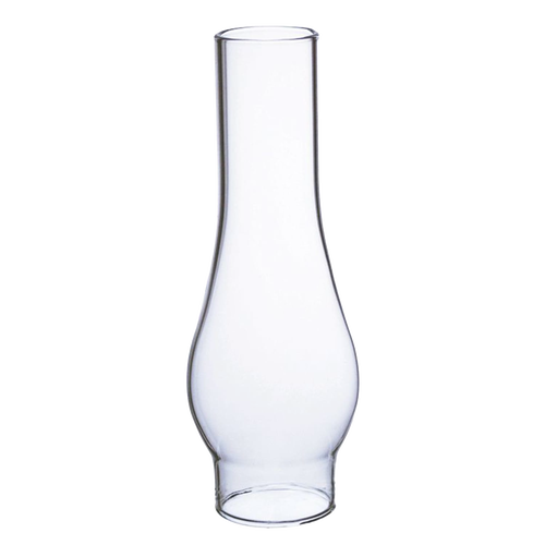 Clear glass oil lamp chimney with 1-1/2 inch base diameter and 6 inch height featuring a 2-1/4 inch bulge, designed for lamps and lighting, parts and accessories, chimneys and globes, best sellers, and promo eligible collections.