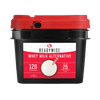 Black container with a red lid holding 120 servings of dairy-free whey milk alternative, boasting up to 25 years shelf life, ideal for emergency supplies in USA Made and Farm, Garden & Tool collections.