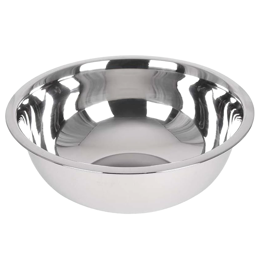 Reflective heavy-gauge stainless steel mixing bowl with smooth polished surface, durable and dishwasher safe, perfect for Kitchen & Food, Storage and Serving, Best Sellers, Promo Eligible collections.