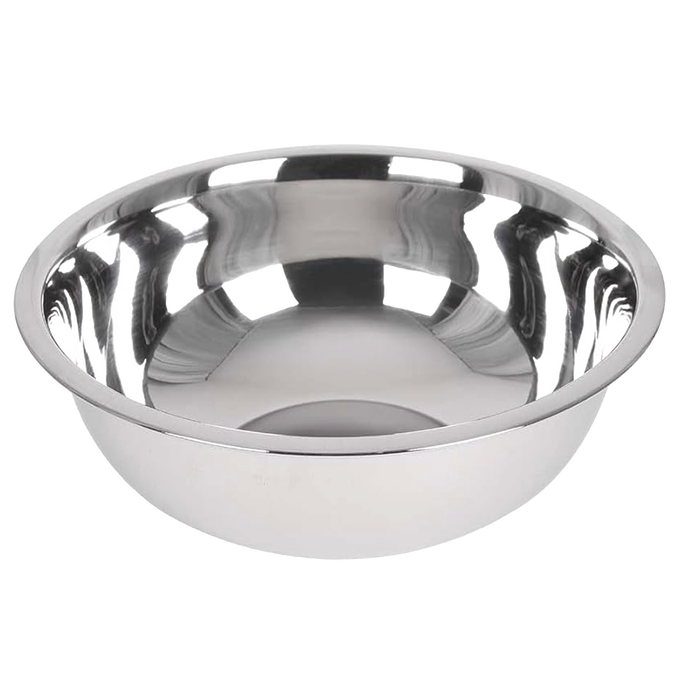 Reflective heavy-gauge stainless steel mixing bowl with smooth polished surface, durable and dishwasher safe, perfect for Kitchen & Food, Storage and Serving, Best Sellers, Promo Eligible collections.