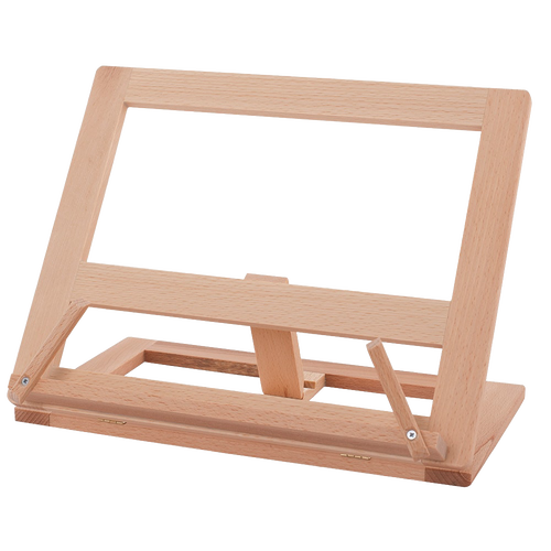 Tilting countertop cookbook holder crafted from oiled beechwood, designed to keep recipes visible hands-free, ideal for Kitchen & Food, Kitchen Gadgets, and Cookbooks collections.