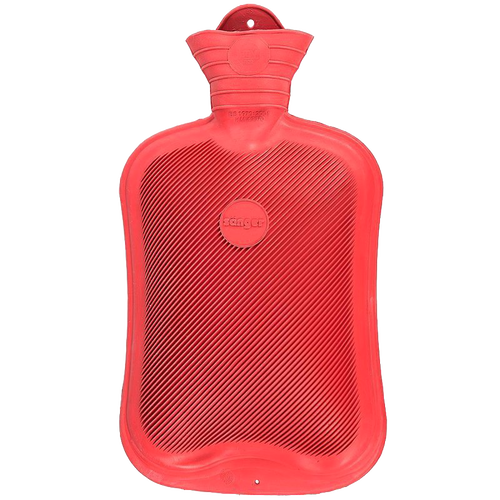 Classic red rubber hot water bottle featuring extra-fine ribbing for gentle heat and burn prevention, crafted for Health & Wellness, Health Remedies, Best Sellers, and Promo Eligible collections.