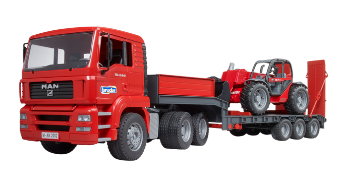 Bruder Toys MAN TGA Low Loader with Manitou Telehandler