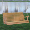 Handcrafted Amish made cypress wooden porch swing with smooth slats and sturdy chains, designed for outdoor relaxation in Home & Decor, Outdoor Furniture, and USA Made collections.