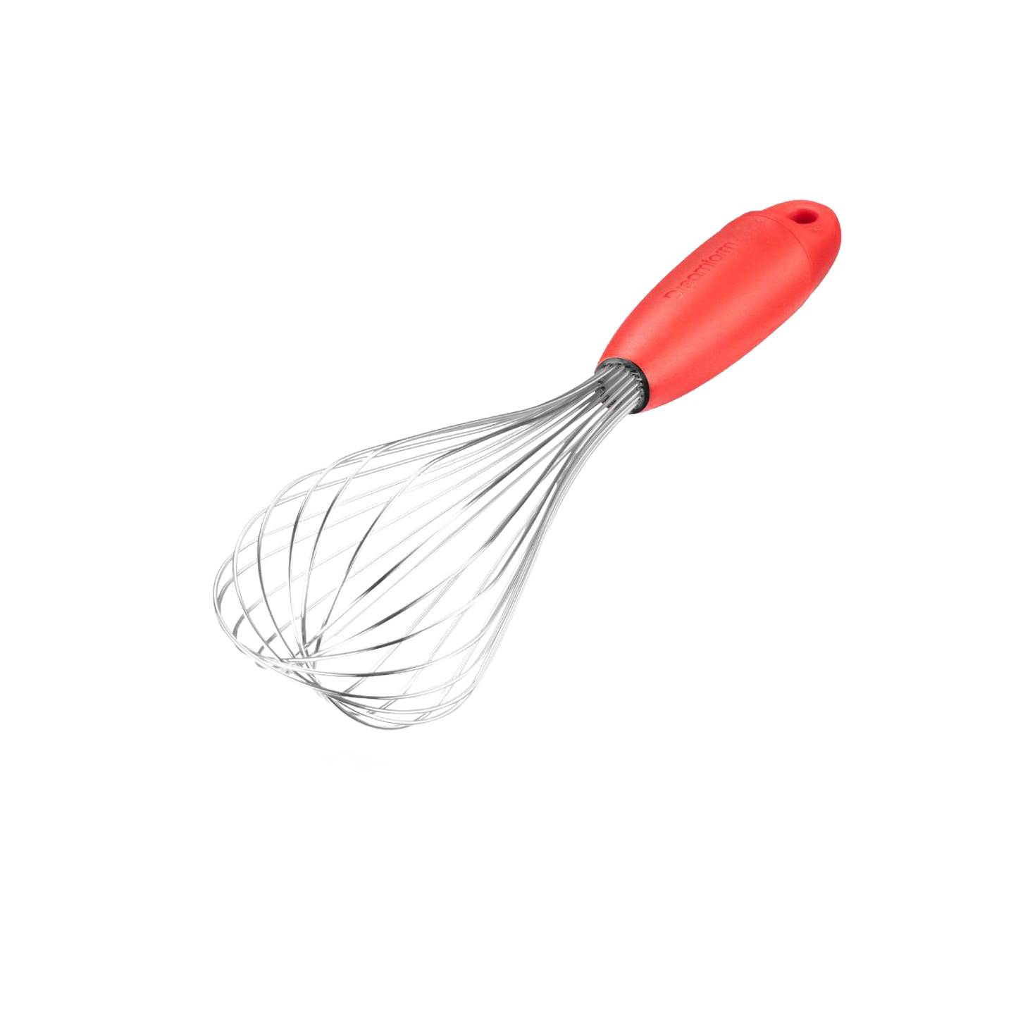 Stainless steel multi-use whisk with a red ergonomic handle, featuring 10 hygienically sealed wires for versatile kitchen tasks, ideal for Kitchen & Food, Kitchen Gadgets, Cooking and Baking Helpers, Best Sellers, Promo Eligible collections.