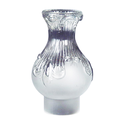 Elegant handcrafted glass chimney with embossed feather pattern, designed to fit #2 and #3 burners, perfect for Lamps & Lighting, Parts and Accessories, and Chimneys and Globes collections.
