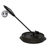 Black metal lid lifter with coiled handle resting on a seasoned cast iron pot lid, designed for safe handling during camping and outdoor cooking, featured in Farm, Garden & Tool and Best Sellers collections.