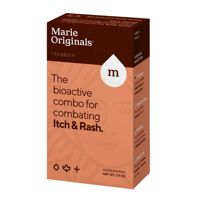 Package of homeopathic itch and rash relief supplement with a natural bioactive formula, featured in Health & Wellness and Grooming and Personal Hygiene collections.