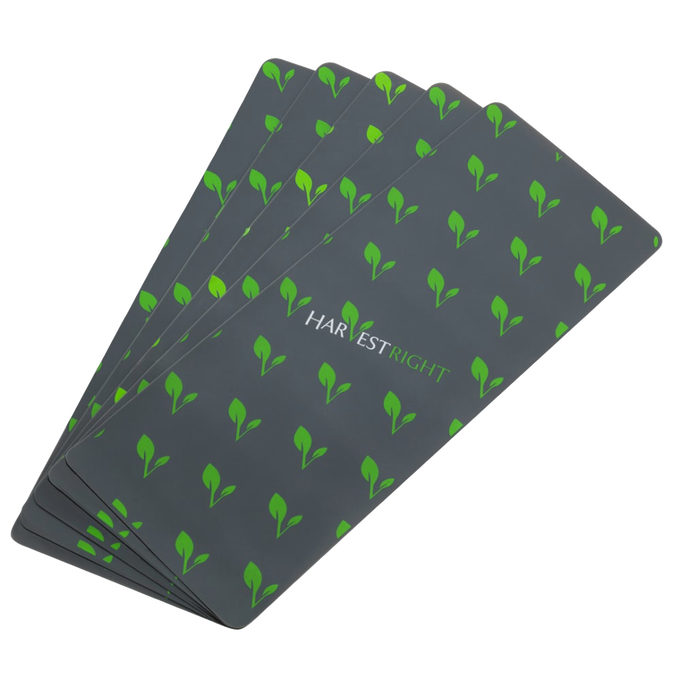 Set of reusable gray silicone freeze drying mats with green leaf pattern and logo, designed for easy cleanup, part of Kitchen & Food, Food Preservation, Drying, Best Sellers, and Promo Eligible collections.