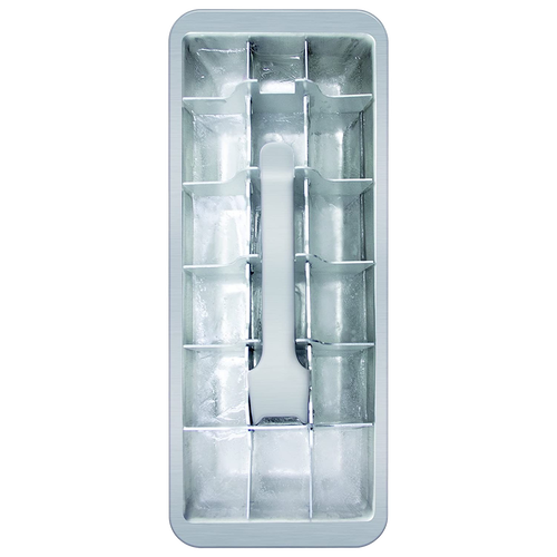 Vintage-style aluminum ice cube tray with removable divider and release handle, handcrafted for easy ice removal, ideal for Kitchen Gadgets, Farm, Garden & Tool, and Homesteading collections.