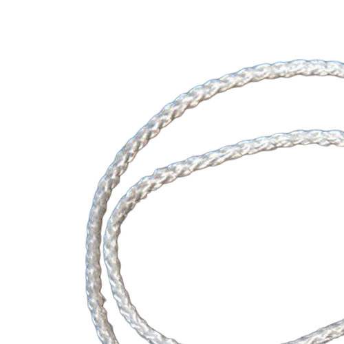 Close-up of finely braided round fiberglass wick with a 1/16-inch diameter, ideal for lamps and candles, featured in best-selling candlemaking supplies and lighting collections.
