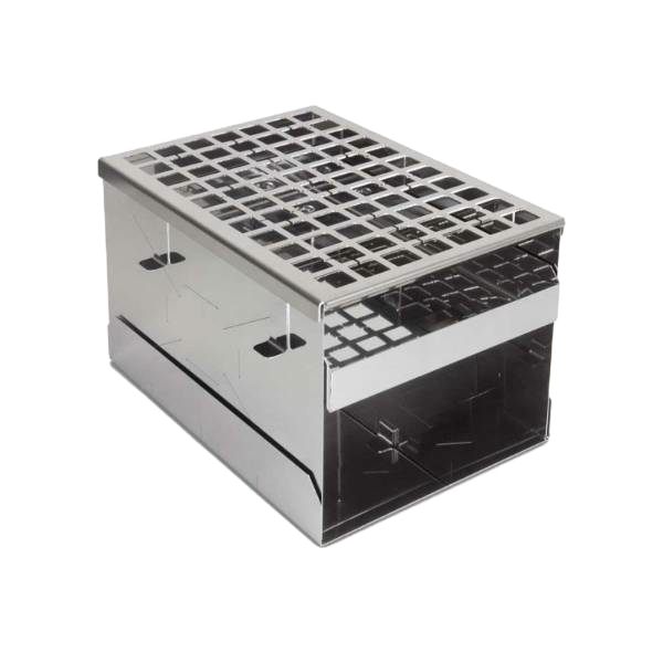 Handcrafted compact stainless steel camp stove with a grid top and foldable design, suitable for outdoor cooking in Farm, Garden & Tool, Camping, Emergency Supplies, Best Sellers, and Promo Eligible collections.