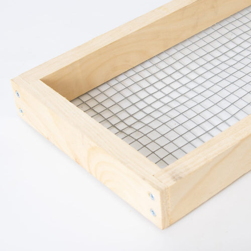Handcrafted wooden bee feeder frame with fine metal mesh, Amish made in the USA, designed for beekeeping and hive maintenance in Farm, Garden & Tool collections.