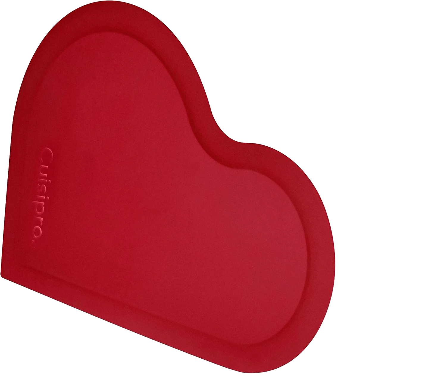 Heart-shaped red flexible bowl scraper with a soft silicone grip and thin metal core, perfect for scraping and icing in Kitchen & Food, Cookware, and Baking Supplies collections.