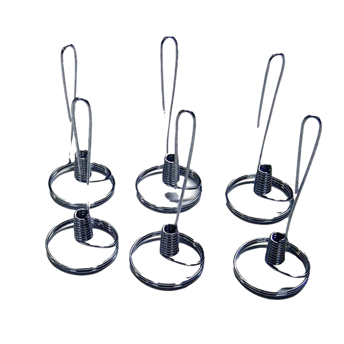 Six handcrafted steel olive oil lamp bases with coiled wick holders arranged neatly, highlighting USA made oil lamp parts in Lamps & Lighting, USA Made, and Best Sellers collections.