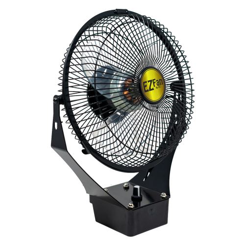 Compact 9-inch portable battery-powered fan with adjustable tilt bracket and sturdy metal construction, ideal for Home & Decor, Farm, Garden & Tool, and Emergency Supplies collections.