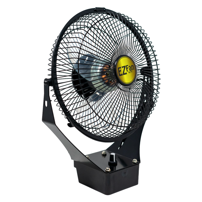 Compact 9-inch portable battery-powered fan with adjustable tilt bracket and sturdy metal construction, ideal for Home & Decor, Farm, Garden & Tool, and Emergency Supplies collections.