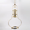 Brass hanging lamp frame designed to fit 12-inch Aladdin 210 series shades, featuring a polished finish and sturdy construction for lamps and lighting parts collections.