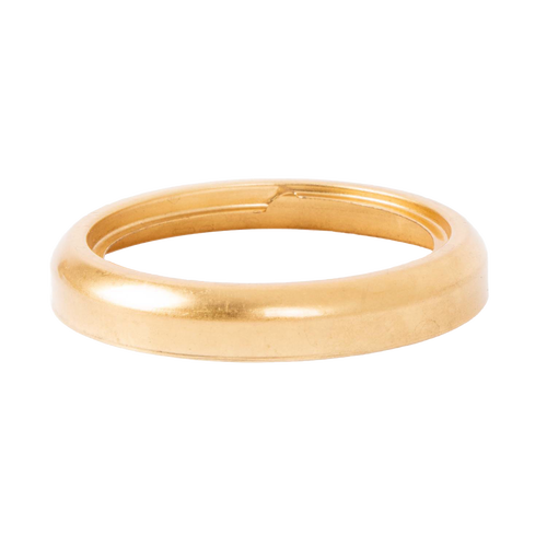 Brass burner collar with a glue-on thread ring and new blade style, measuring 2-5/8 inch outer diameter, compatible with most Aladdin glass lamp fonts, featured in Lamps & Lighting, Parts and Accessories, Lamp Burners and Collars, Best Sellers, and Promo Eligible collections.