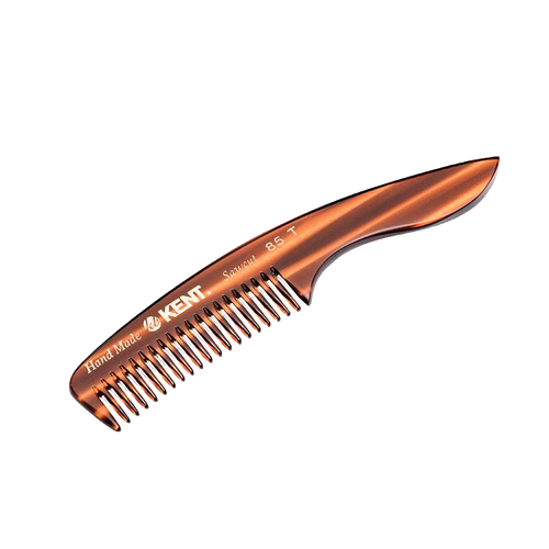 Handcrafted polished brown comb with fine teeth, ergonomically designed for precise moustache and beard grooming, featured in Health & Wellness, Grooming and Personal Hygiene, Best Sellers, and Promo Eligible collections.
