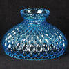 Vibrant blue glass lamp shade with a diamond quilt pattern and ruffled edge, designed for lamps and lighting, parts and accessories, lamp shades, and best sellers collections.