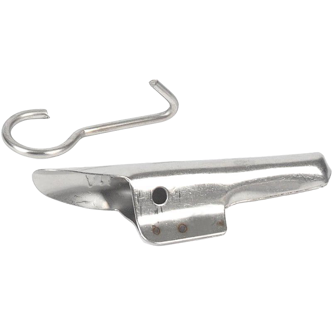 Heavy-duty stainless steel bucket spile with separate S-shaped hook for easy bucket hanging, designed for maple sap collection, perfect for Farm, Garden & Tool, Orchard and Grove, Maple Syrup Sugaring Supplies, Best Sellers, and Promo Eligible collections.