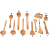 Assorted handcrafted hardwood cooking utensils including spoons, spatulas, and scrapers, made in the USA for Kitchen & Food, Holiday Hosting, and Best Sellers collections.