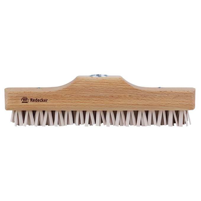 Handcrafted wooden broom head with stiff rubber bristles designed to attract pet hair, lint, and dust, ideal for household cleaning and featured in Home & Decor and Best Sellers collections.