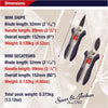 Two compact pruning tools with blue handles and locking mechanisms displayed on a light background, showing measurements and weight details for Farm, Garden & Tool and Lawncare collections.