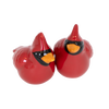 Pair of handcrafted earthenware cardinal salt and pepper shakers with bright red finish and detailed hand-painted features, perfect for Kitchen & Food and Dinnerware collections.
