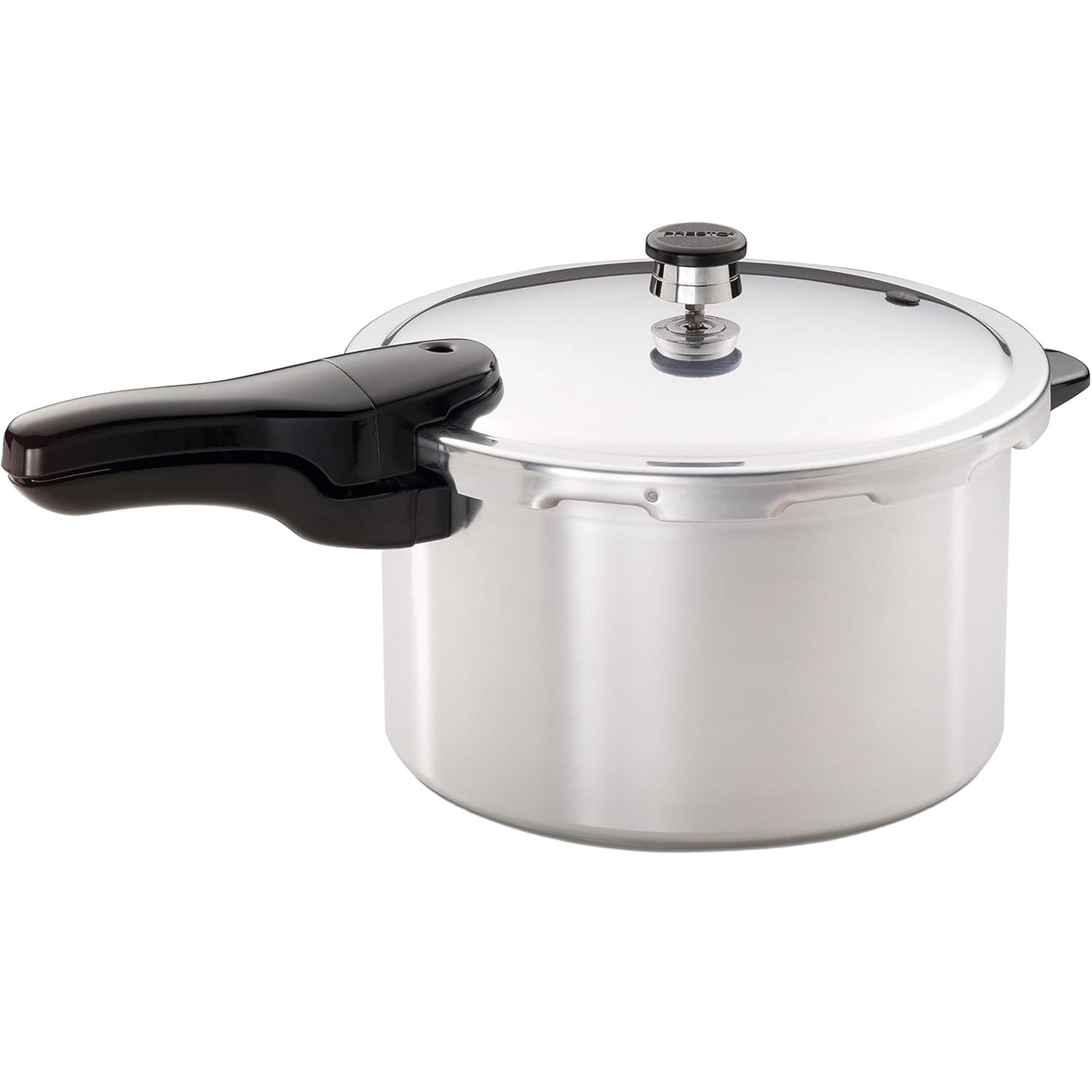 Handcrafted aluminum pressure cooker with a polished finish and black ergonomic handle, designed for fast, flavorful meals, featured in Kitchen & Food, Cookware, Pots and Pans, and Best Sellers collections.